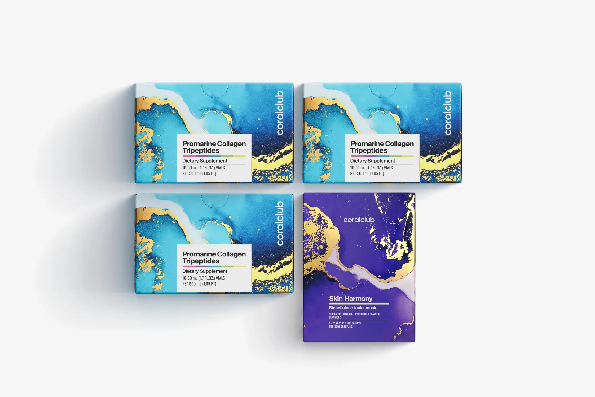 Набор Промарин Трипептиды коллагена (курс на 1 месяц) & маски для лица биоцеллюлозные Skin Harmony (5 саше)